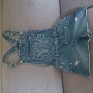 GAP Overalls Shorts Girls Size Xxl Unisex Youth Frayed-hem Blue Jean Shorts